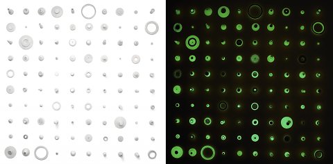 Clay Drawing #11 Silver and Phosphorescent 100 <br> Collection of the artist